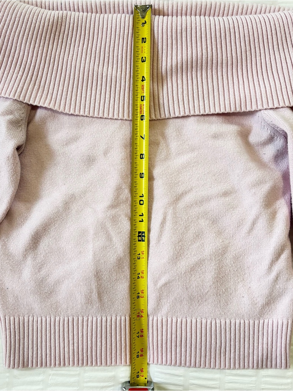 Faded Rise Off-Shoulder Ribbed Sweater - Light Pink - Picture 4 of 6